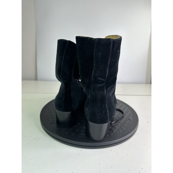 Spiegel Black Velvet Boots Military Tie Ankle Sz 9M - Picture 3 of 7